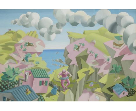 JOHN ARMSTRONG, ARA (1893-1973) LANDSCAPE WITH FIGURES (DAPHNIS AND CHLOE) 1927  signed with initials, gouache, 45 x 65cmProv