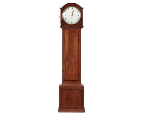 AN ENGLISH MAHOGANY EIGHT DAY LONGCASE CLOCK J H ALLIS, SMALL ST, BRISTOL, C 1840-60 the round silvered dial with subsidiary 
