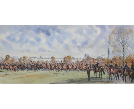 JOAN WANKLYN (1924-1999) THE KING'S TROOP ROYAL HORSE ARTILLERY, LIEUT COL P R HEATON-ELLIS LEADING A GALLOP PAST IN HYDE PAR