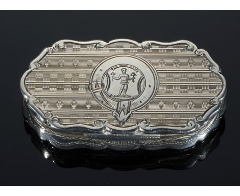 A VICTORIAN SILVER VINAIGRETTE  engine turned, foliate grille, 5.2cm l, by George Unite & Sons, Birmingham 1875, 19dwtsGood c