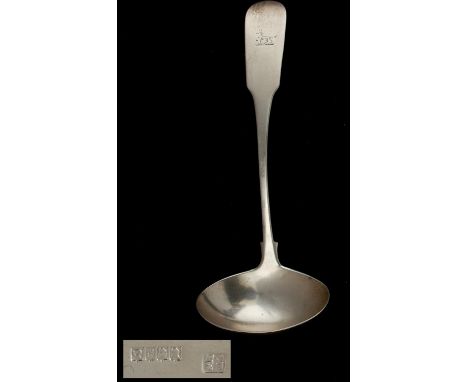 AN IRISH GEORGE III SILVER SAUCE LADLE  Fiddle pattern, crested, by Terry & Williams of Cork, Dublin 1812, 1oz 10dwtsGood con