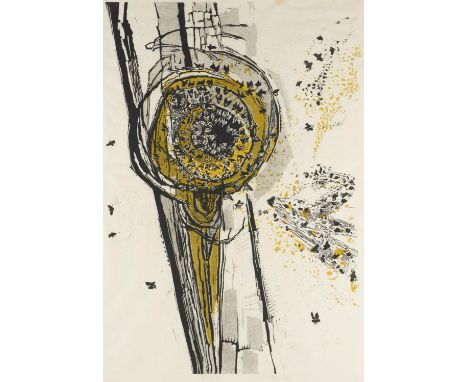 GERTRUDE HERMES, OBE, RA (1901-1983)  BEES 1963   linocut, printed in black and yellow, signed by the artist in pencil, dated