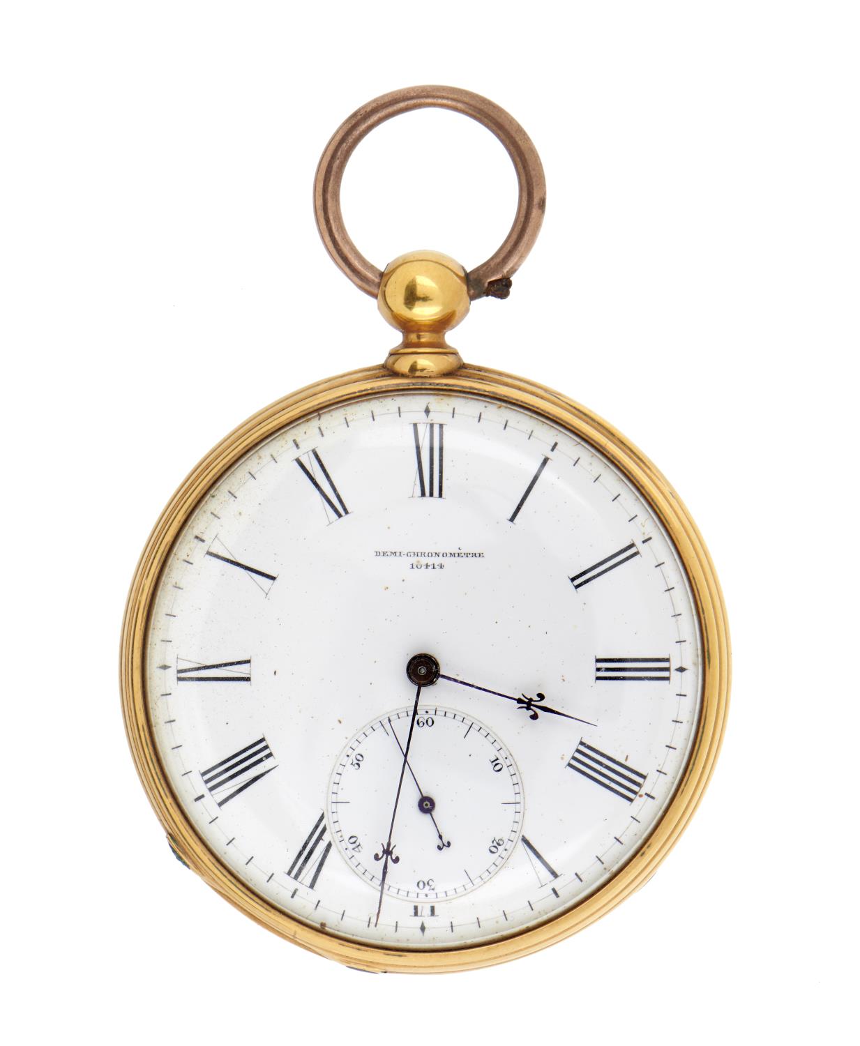 A SWISS GOLD LEVER WATCH, c1870 unsigned, No 10414 Demi Chronometre