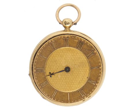 AN ENGLISH 18CT GOLD LEVER WATCH JAMES MCCABE, ROYAL EXCHANGE LONDON No14766, with three quarter plate movement, gold balance