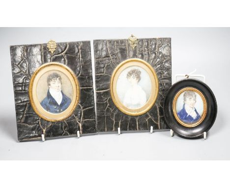 A group of three 19th century framed portrait miniatures