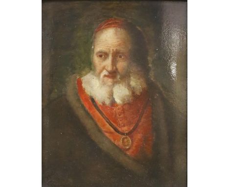 19th century Continental School, oil on panel, Portrait of a 17th century gentleman, 25 x 20cm