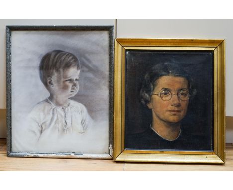 Dutch School (20th century), oil on canvas, Head and shoulder portrait of W. de Villeneuve Mees, indistinctly signed and date