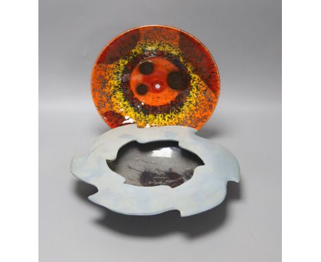 A Poole pottery The Alignment of the Stars limited edition dish, 5 May 2000 and a Fiona Duckett ‘Wave’ bowl,32cm