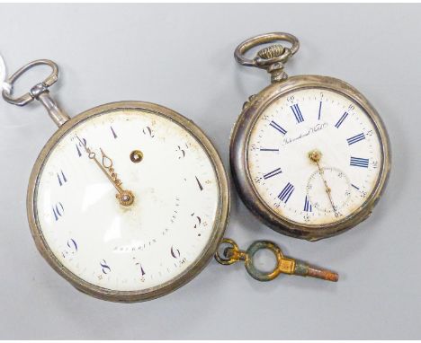A late 18th century French silver keywind pocket watch by Borguin le Jeune, chain driven and with white enamel dial (lacking 