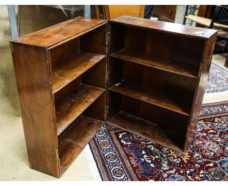 A 19th century brass mounted mahogany campaign trunk with shelved interior, length 60cm, depth 40cm, height 74cm