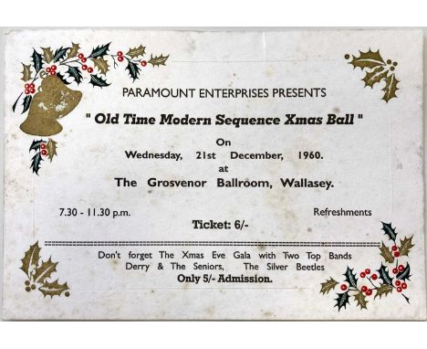 An extremely rare ticket for the "Old Time Modern Sequence Xmas Ball" at The Grosvenor Ballroom Wallasey on 21st December, 19