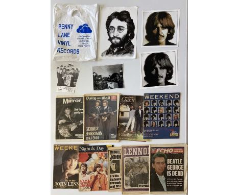 Beatles related newspapers and ephemera/photographs to include: a photo print from negative depicting the Beatles performing 