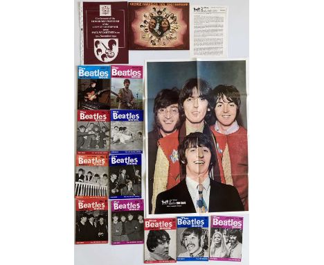 An excellent collection of Beatles memorabilia: a summer 1968 fan club newsletter with folded poster (20 x 30") both in excel