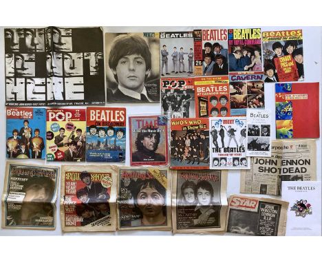 Eighteen assorted magazines in Rolling Stone, McCartney World Tour programme, a fold out Syracuse, NY exhibition brochure and