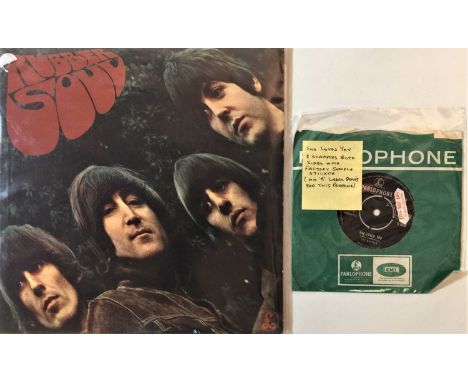 THE BEATLES - RUBBER SOUL/SHE LOVES YOU (ORIGINAL FACTORY SAMPLE STICKERED COPIES). Brill pack 2 x Beatles rarities to includ