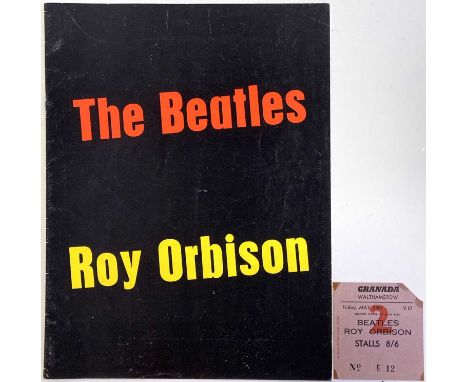 A concert programme for a date on the Beatles and Roy Orbison's 1963 tour. Very good condition. Also a ticket stub for a date