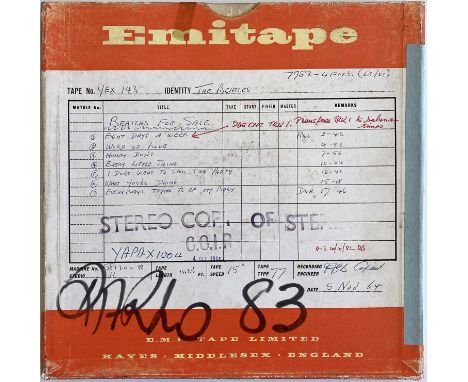 An original reel of 1/4" Emitape c 1964, being the original UK made EMI production master tape issued to EMI Australia in ord