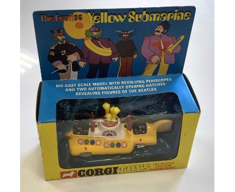 A fine example of an original 1968 Corgi Yellow Submarine toy still sealed in the original box. Box retains good shape and co
