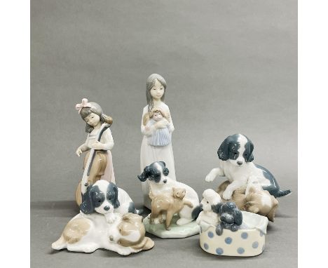 A group of six Nao porcelain figurines, tallest H. 23cm.
