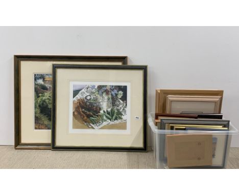A large limited edition 47/100 lithograph, 68 x 77cm, together with a large framed print with a quantity of other lithographs
