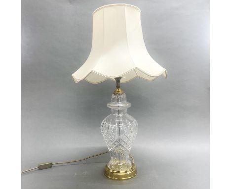 A Waterford Crystal Lismore pattern table lamp and shade, overall H. 70cm.