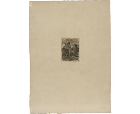 Beckmann, Max -- Am KlavierRadierung in Braun auf Kupferdruckpapier. 1913.11,4 x 8,5 cm (53 x 37,7 cm).Signiert "Beckmann". A