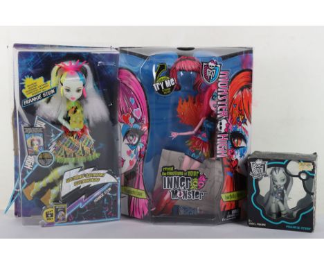 Three Monster High 2014-2016 In Box Dolls Mattel. Including Frankie Stein High Voltage is New in box never been removed, bubb