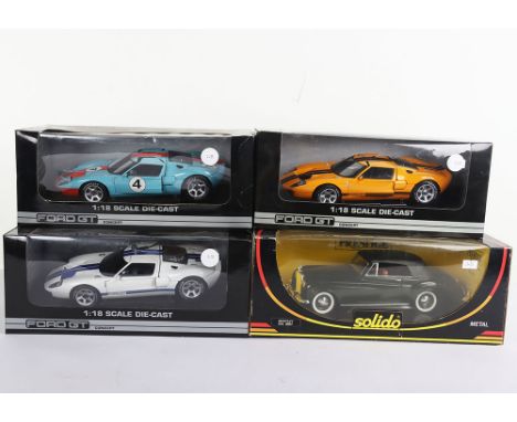 Three boxed Ford GT boxed 1:18 scale model cars, together with a Solido Bentley, mint condition, boxes excellent, (4 items)