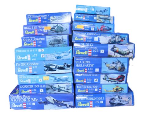 Collection of Revell 1:72 scale plastic model Aircraft kits, planes include Handley Page Victor K Mk.2, Junkers JU 86, Focke 