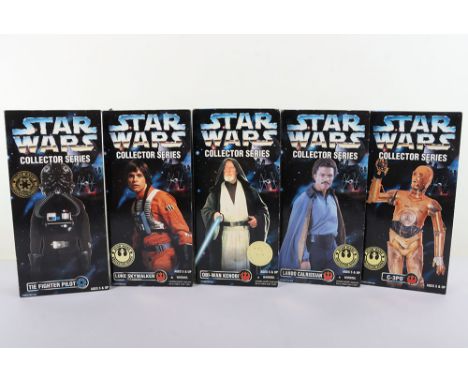 Five Star Wars Collector Series 12 inch Action Figures Dolls boxed 1997-1998 Kenner. Including C-3PO, Lando Calrissian, Obi-W