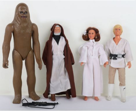 Four Vintage Star Wars 12 inch Action Figures Dolls loose Kenner 1978. Including Chewbacca good condition with stiff limbs an