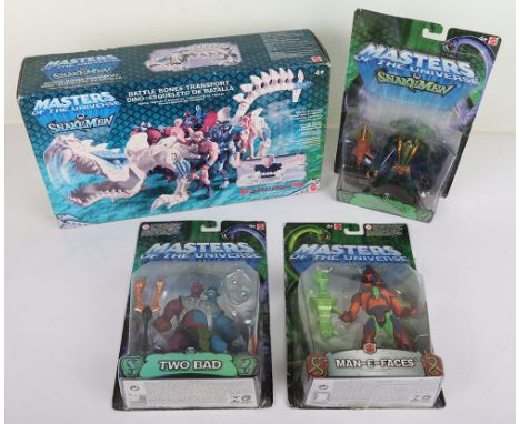 Four 200X Masters of the Universe Vs The Snakemen Boxed action figures and vehicles by Mattel 2003, Including Man-E-Faces sea