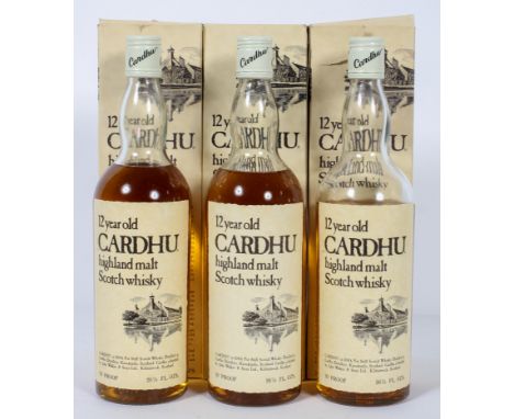 Whisky : Cardhu Highland Malt, Scotch Whisky, 12 years old, 16 2/3 fl oz, boxed, three bottles 93)