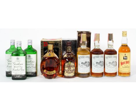 Whisky : Chivas regal, Blended Scotch Whisky, 12 years old, 75cl, boxed; John Haig Dimple, 26 2/3fl oz,m boxed; White Horse, 