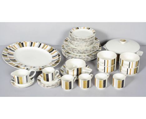 A Midwinter 'Queensbury' pattern part coffee and dinner service, circa 1960's, printed black marks, comprising : a circular t