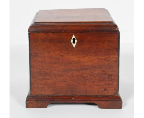 A 19th century mahogany box and cover, perhaps originally a tea caddy, 13cm high x 14cm wide x 13cm deep