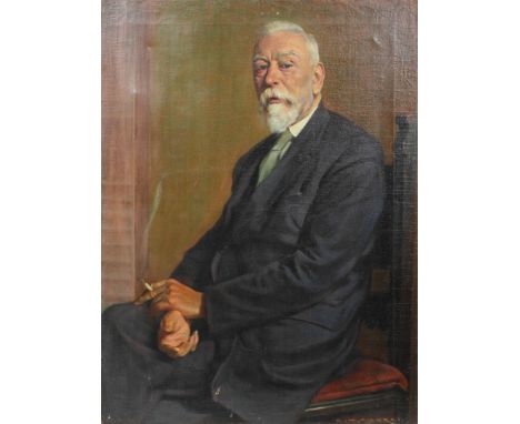 Giorgio Matteo Aicardi (1891-1984), Half length portrait of a man, smoking, oil on canvas, signed reverse; with a study of a 