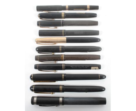 A collection of fountain pens, to include two 'The De La Rue' pens; 'The Conway Stewart 53'; 'Onoto, Burnham No 50', Pilot, G