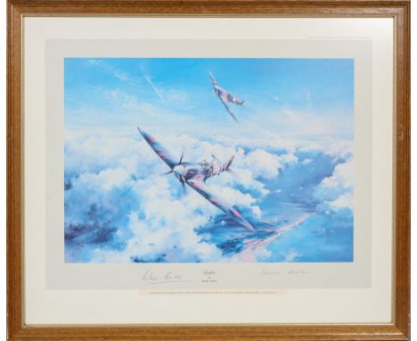 A limited edition print by Robert Taylor, 'Spitfire, first edition, Bath 1979, signed by Group Captain Sir Douglas Bader CDB,