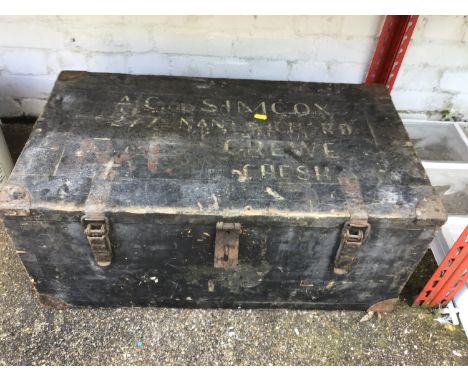 Wooden Trunk - 74cm x 42cm x 32cm and Contents - Camping Stove, Gas etc 
