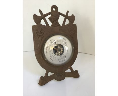 Brass Heraldic Shield Barometer with Stand 