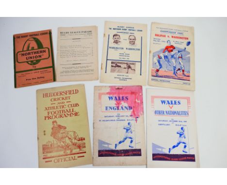Rugby League Programmes, Includes Wales v England 1949, Wales v Other Nationalities 1949, Huddersfield v Warrington 1948, Wor