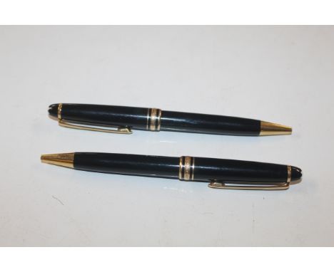 Two Mont Blanc Mesiterstuck ballpoint pens, one inscribed 