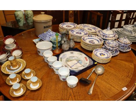 Royal Worcester collector's plates and Royal Worcester "Evesham" ramekins; a blue and white tureen and cover; bread crock etc