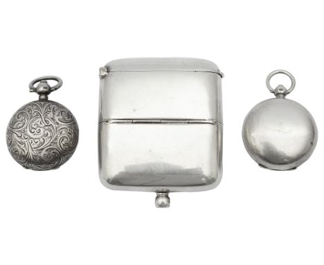 An Edwardian silver combination vesta double sovereign and stamp case and two silver sovereign casesthe first no town mark, d