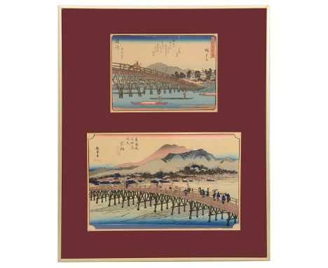Utagawa Hiroshige (Japanese, 1797-1858): a pair of Japanese woodblock prints, including:'Kyoto: The Great Bridge at Sanjo' (S