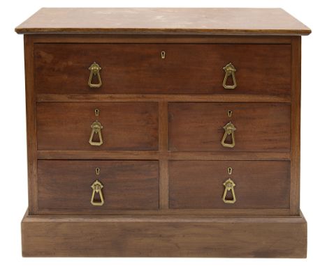 A late Victorian mahogany table top collectors chest of one long drawer over four short fitted with Gothic style brass drop h