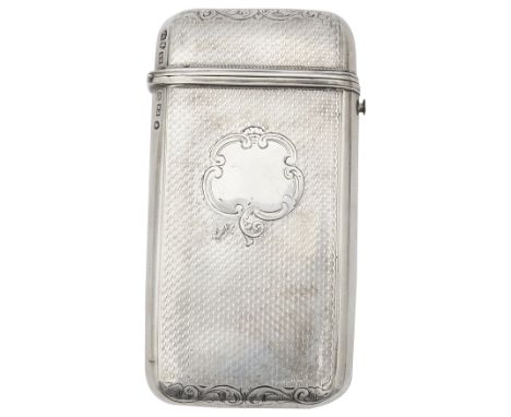 An early Victorian engine turned silver cigar case,Birmingham, 1849, makers mark for Edward Smith, of rectangular form with r