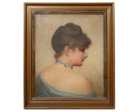 Walter Blackman (American, 1847-1928)Portrait of a Belle Epoque Lady in Profile, oil on canvas, signed to top left corner, wi