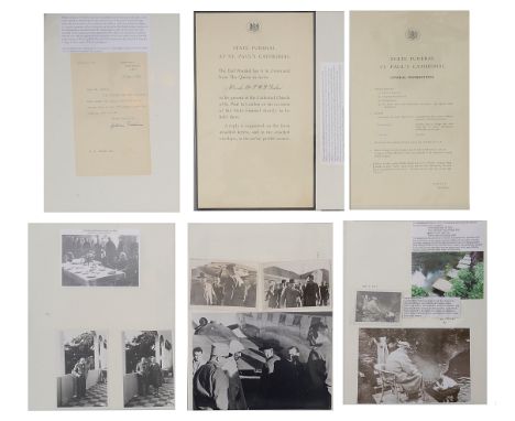 Sir Winston Leonard Spencer Churchill (1874-1965): A collection of ephemera and photographs,comprising: an invitation address